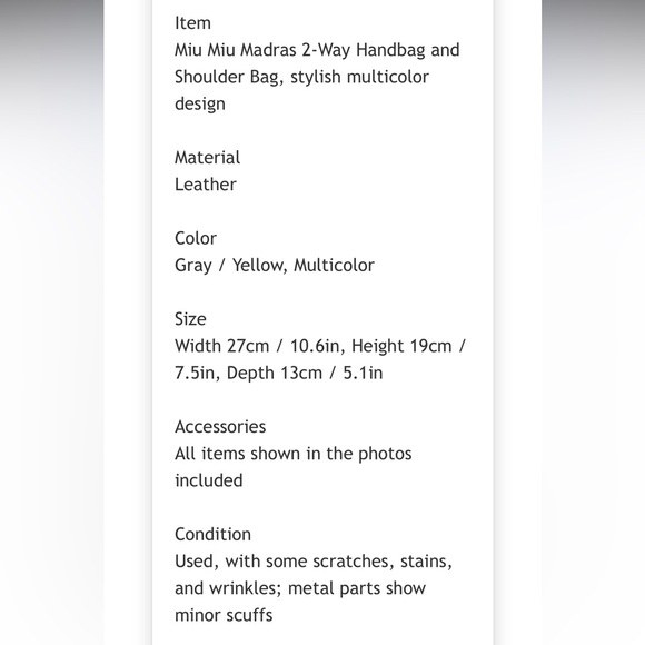 Miu Miu Two-Tone Yellow and Gray Satchel - Picture 10 of 10